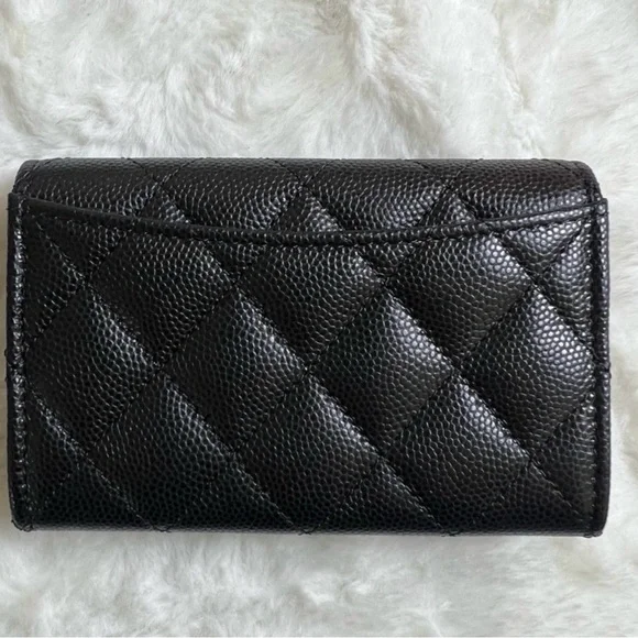 CHANEL Caviar Leather Heart Spade Tri-fold Wallet ♠️ - Picture 5 of 12